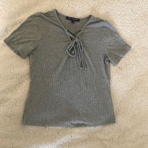 ONE ❤️ CLOTHING Los Angeles gray tie up tee